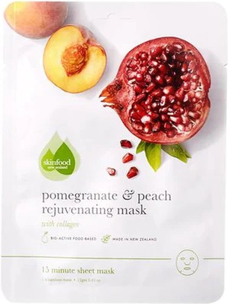 Skinfood New Zealand - Verjongend Gezichtsmasker Granaatappel & Perzik - Alle huidtypes - Voordeelverpakking 2 x 4 stuks