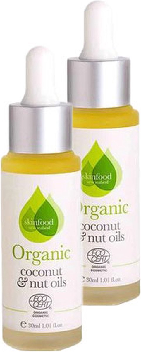 SKINFOOD NZ Skincare Organic Coconut Oil - Kokosolie - Voor Droge & Gevoelige Huid - 100% Natuurlijk & Dierproefvrij - 2 x 30ml