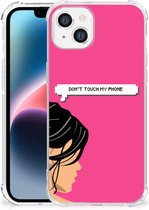 GSM Hoesje Geschikt voor Apple iPhone 14 Plus Cover Case met transparante rand Woman Don't Touch My Phone