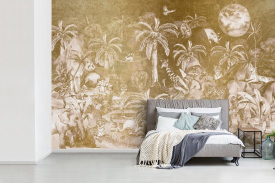 Papier peint - Papier peint photo peint Jungle - Or - Enfants - Largeur 360 cm x hauteur 240 cm
