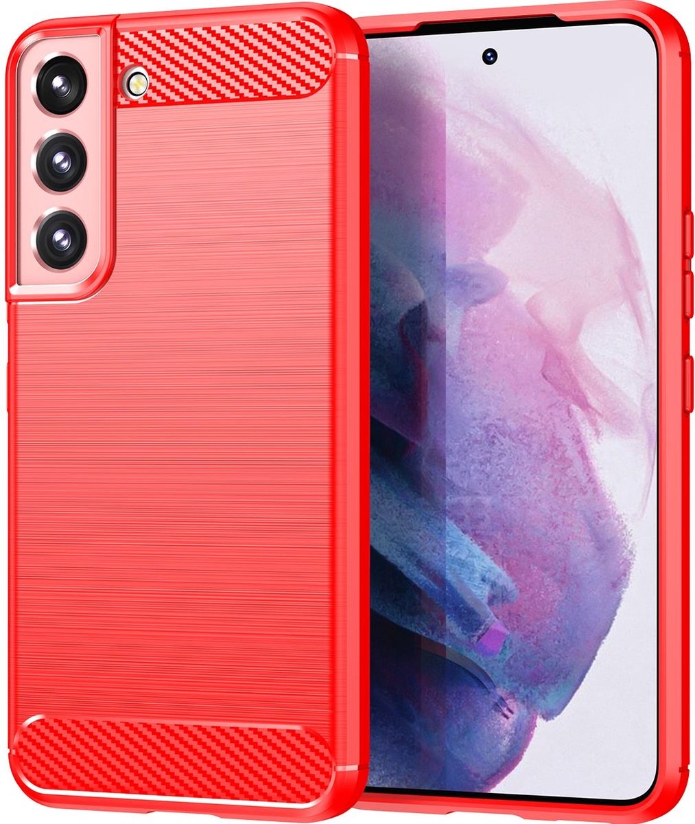 Mobigear Hoesje geschikt voor Samsung Galaxy S23 Ultra Telefoonhoesje Flexibel TPU | Mobigear Brushed Slim Backcover | Galaxy S23 Ultra Case | Back Cover - Rood