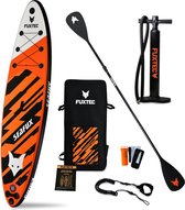Bol.com FUXTEC Stand-up paddleboard "Double-Layer" - oranje/wit/zwart - luchtpomp peddel reparatieset en een apparaat voor het b... aanbieding