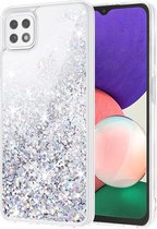Hoesje Geschikt Voor Samsung Galaxy A22 5G hoesje glitter backcover – Zilver – oTronica