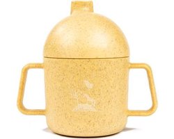 Pellianni: DRINKBEKER GEEL 11,5x12x7cm, 180ml, in tarwe, 100% biologisch afbreekbaar, handwas heeft de voorkeur
