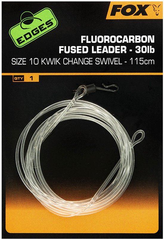 Fox Fluorocarbon Carbon Fused leader - 115cm - 30lb - Kwik Change Swivel - Maat 7 - Transparant van Fox — afbeelding 2