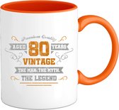 80 Jaar vintage legend - Verjaardag cadeau - Kado tip - Mok - Oranje