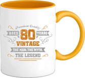 80 Jaar vintage legend - Verjaardag cadeau - Kado tip - Mok - Geel
