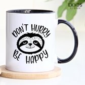 Don't hurry be happy mok - Herfts- Black friday 2022 - Kerst cadeau voor vrouwen - Sinterklaas cadeautjes - Cadeau voor vrouw - Koffiemok - Grappige cadeaus - Cadeau voor man - Mokken en bekers - Verjaardag cadeau - Koffiekopjes - Mok met tekst