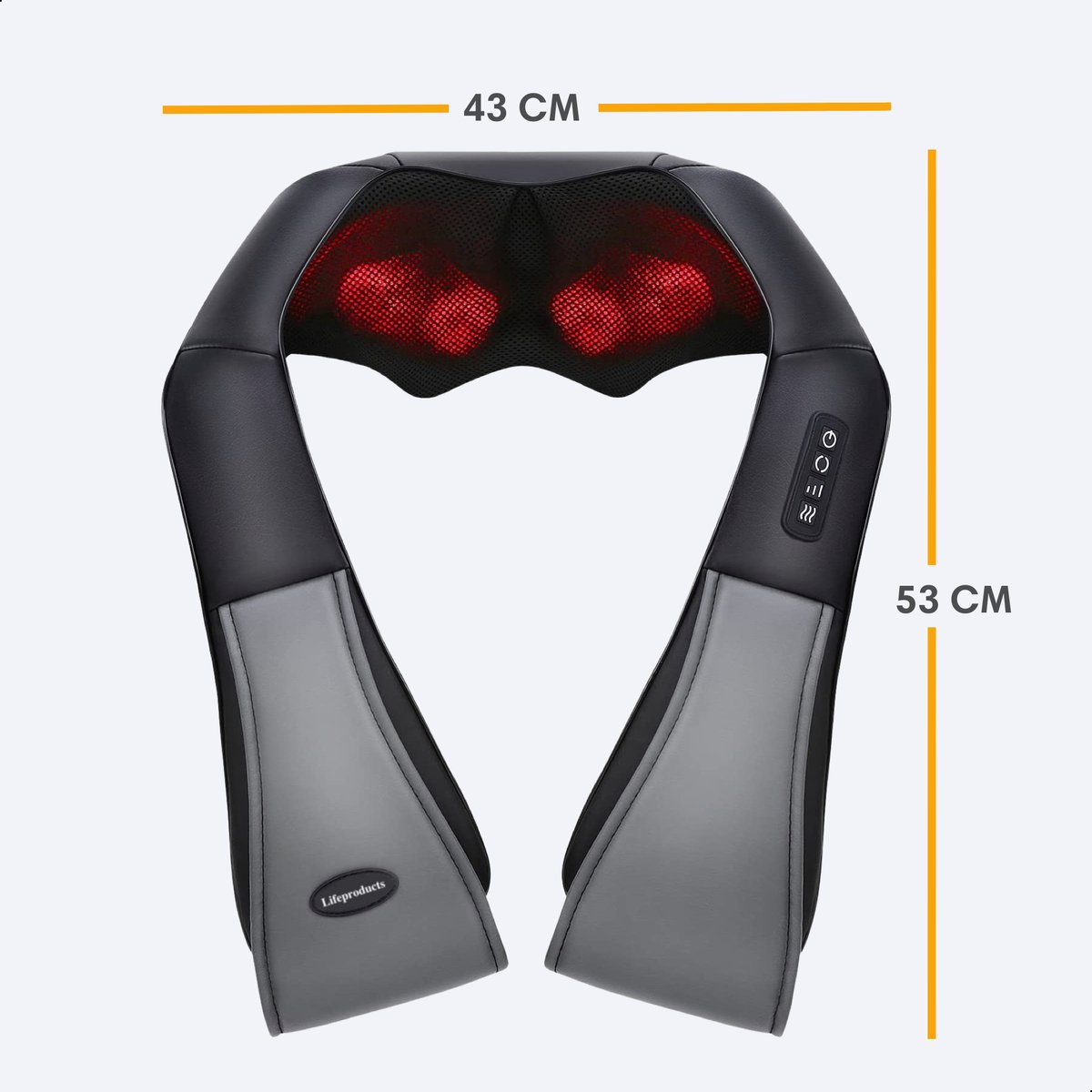 Lifeproducts Shiatsu Massagekussen - Elektrisch Nekmassage Apparaat - Massage Apparaten - Nek en Schouder Massage Apparaat - Massageapparaten met Infrarood Verwarming - Massagekussens — cadeau in Verzorging - foto 4