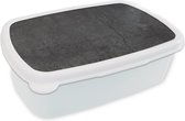 Broodtrommel Wit - Lunchbox Beton - Zwart - Grijs - Rustiek - Industrieel - Brooddoos 18x12x6 cm - Brood lunch box - Broodtrommels voor kinderen en volwassenen