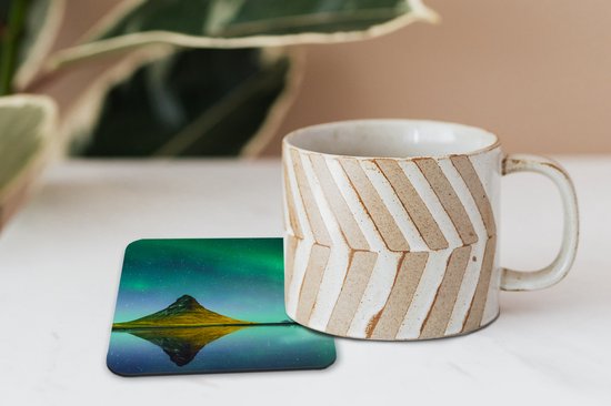 Sous- Sous-verres pour verres - Aurores boréales - Berg - Water - Islande - Nature - 10x10 cm - Sous-verres en verre - 6 pièces