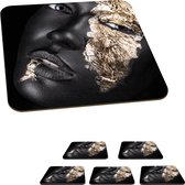 Sous- Sous-verres - Femme - Or - Zwart - Peinture - 10x10 cm - 6 pièces