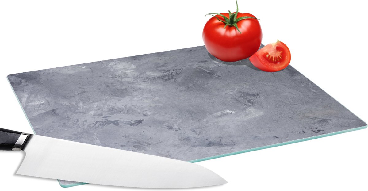 Glazen Snijplank - 28x20 - Leisteen - Beton - Retro - Structuren - Grijs - Rustiek - Snijplanken Glas
