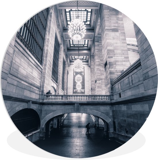 WallCircle - Wandcirkel ⌀ 150 - Grand Central - New York - Station - Ronde schilderijen woonkamer - Wandbord rond - Muurdecoratie cirkel - Kamer decoratie binnen - Wanddecoratie muurcirkel - Woonaccessoires