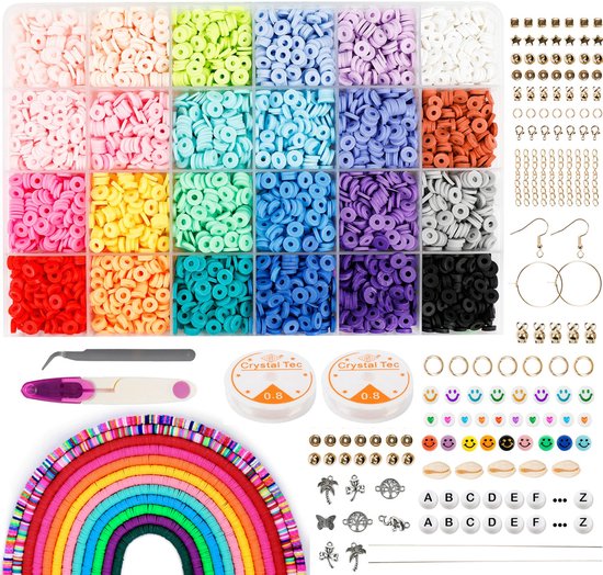 Premium Creatives Polymeer Kralen - Katsuki Kralen - Kralen Set – 24 kleuren - Sieraden Maken - Letterkralen – Bedels – Veel accessoires – Inclusief Handleiding & maattabel cadeau geven