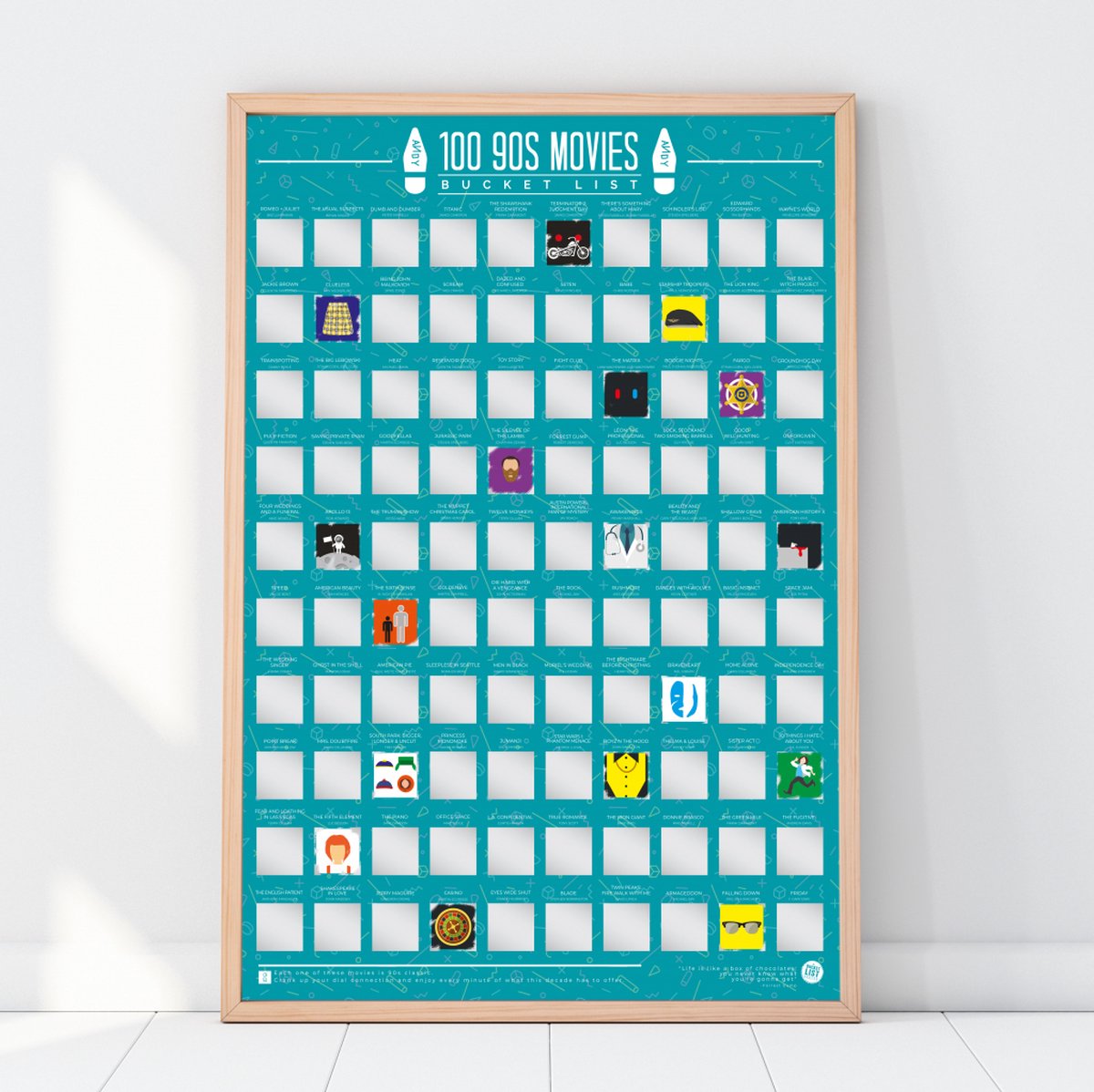 Gift Republic Bucketlist Scratch Poster - 100 90's Films