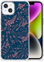 Anti Shock hybrid Case iPhone 14 Silicone Hoesje met transparante rand Palm Leaves