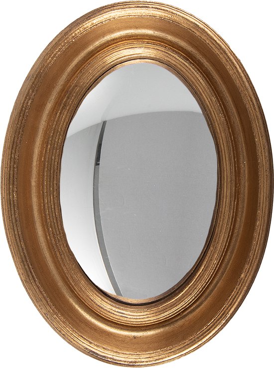Clayre & Eef Spiegel 24x32 cm Goudkleurig Hout Ovaal Grote Spiegel