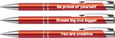 Akyol - 3 leuke motivatie pennen quotes - Be proud of yourself - Dream big live bigger - You are creative - Pen met tekst - Leuke pennen - Grappige pennen - Werkpennen - Stagiaire cadeau - cadeau - Bedankje - Afscheidscadeau collega - welkomst cadeau