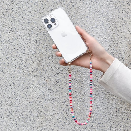 Casies Apple iPhone 13 Mini coque avec cordon - Collier de perles colorées - taille courte - Cord Case Candy Beads