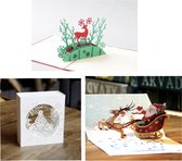 3 x Luxe 3D Kerstkaart - en Nieuwjaarskaarten - met enveloppen - Serie Kermis