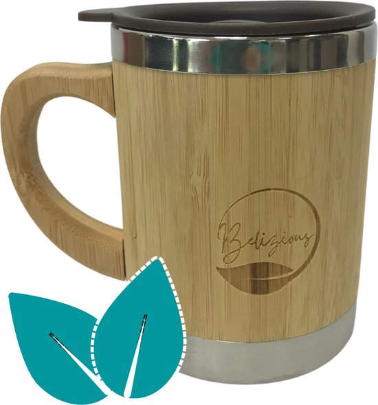 zag landheer Elegantie Belizious duurzame ecologische bamboe drinkbeker - koffie - thee - 280 ml |  bol.com