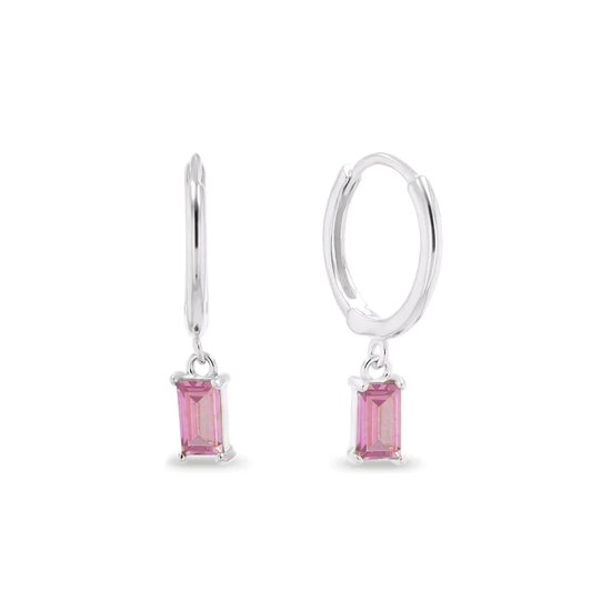 LOVI Carré Boucles d'oreilles d'Oreilles / Boucles d'oreilles d'Oreilles | Rose / Argent | Ø 12 mm | 21x12mm | Argent 925