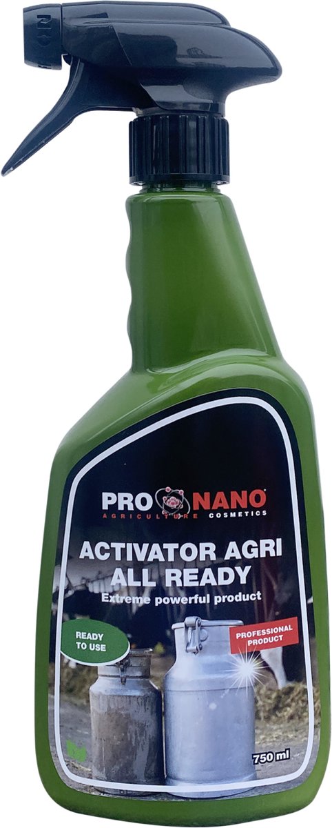 ProNano | Pro Nano Activator Agri 750ml | Ready to use | Contactloos reinigen | Extreem krachtige reiniger | Het lost vuil moeiteloos op en haalt verkleuringen door o.a. ijzerhoudend bronwater en agrarische bestrijdingsmiddelen uit het oppervlak.