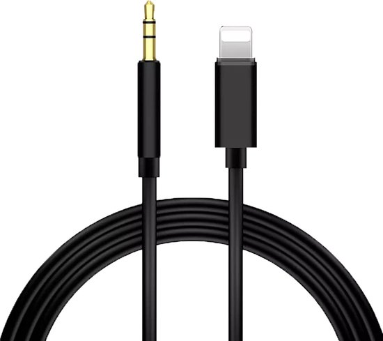 Aux Kabel Auto geschikt voor iPhone - Headphone Jack Audio Aux Kabel - 3,5 mm - 1 Meter - Zwart TPU - ThunderGold