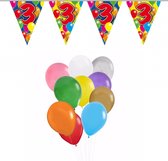 Folat - Verjaardag 3 jaar feest thema set 50x ballonnen en 2x leeftijd print vlaggenlijnen