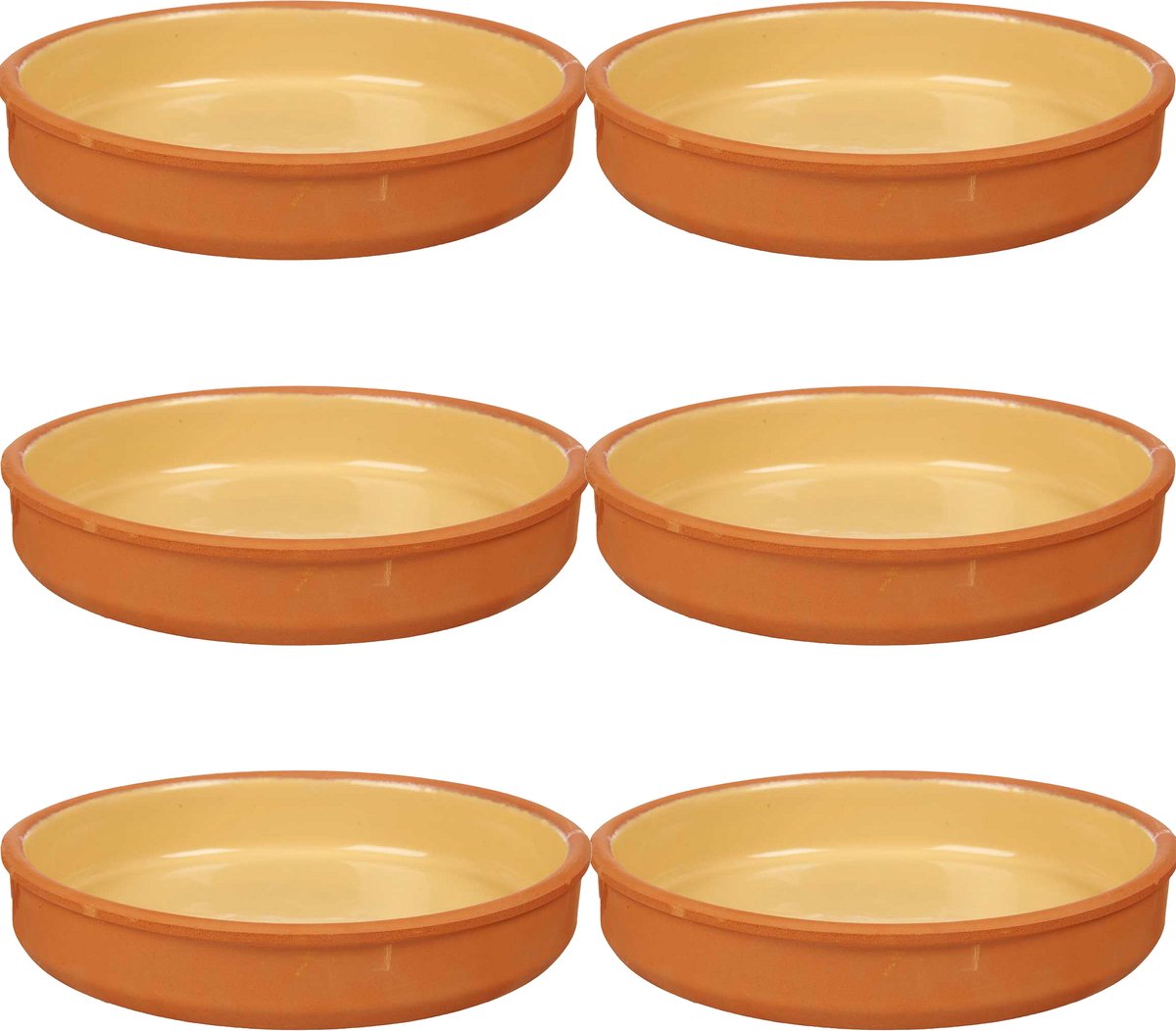 La Dehesa Tapas/hapjes serveren/oven schaal terracotta/geel 23x4 cm - 6x stuks