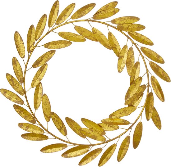 Bungalow NOËL couronne de feuilles d'olivier dorées Ø35 cm