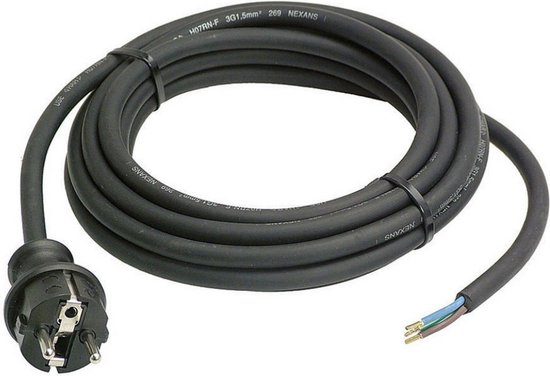 Neopreen buiten kabel 5 meter - 3x 0.75mm met stekker - ABC-Led