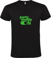 Zwart T-Shirt met “ Party Mode On “ afbeelding Glow in the Dark Groen Size XXL