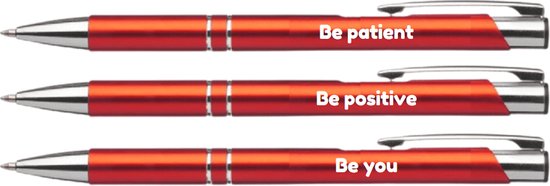 Akyol - 3 leuke motivatie pennen quotes - Be patient - Be positive - Be you - Pen met tekst - Leuke pennen - Grappige pennen - Werkpennen - Stagiaire cadeau - cadeau - Bedankje - Afscheidscadeau collega - welkomst cadeau