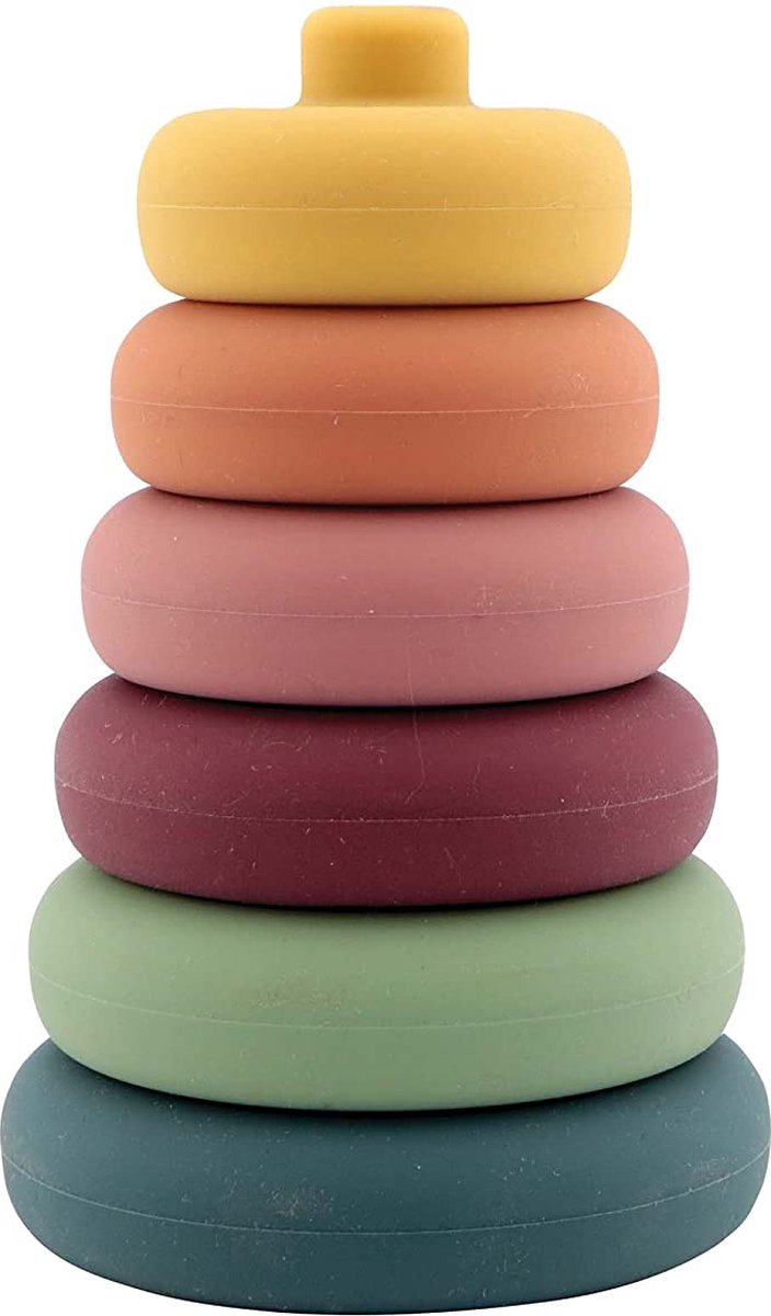 Nuby - Siliconen speelgoedpiramide - Motorisch en leerspeelgoed voor baby's en peuters - 6+ maanden