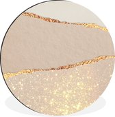 WallCircle - Wandcirkel - Muurcirkel - Luxe - Goud - Glitter - Roze - Aluminium - Dibond - ⌀ 30 cm - Binnen en Buiten