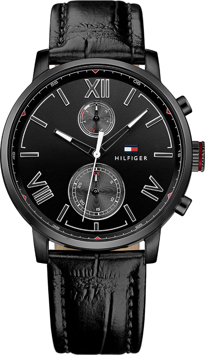 Tommy Hilfiger TH1791310 Horloge - Leer - Zwart - 44 mm