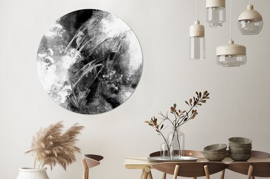 Assiette en plastique cercle mural texture Zwart et blanc ⌀ 150 cm - impression photo sur cercle mural / cercle vivant (décoration murale)
