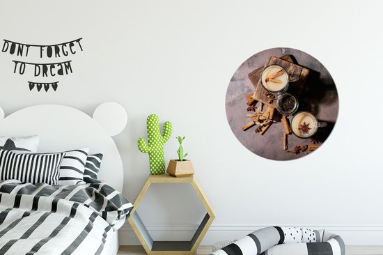 WallCircle - Wall Circle - Wall Circle - Thé Vrac - Lait - Cannelle - Aluminium - Dibond - 60x60 cm - Intérieur et Extérieur