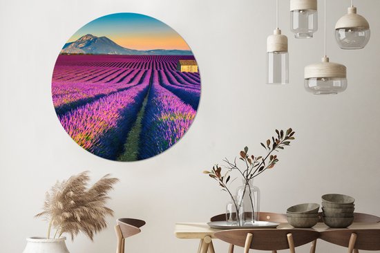WallCircle - Cercle mural - Cercle mural d'intérieur - Lavande - Berg - Fleurs - 120x120 cm - Décoration murale - Peintures ronds XXL