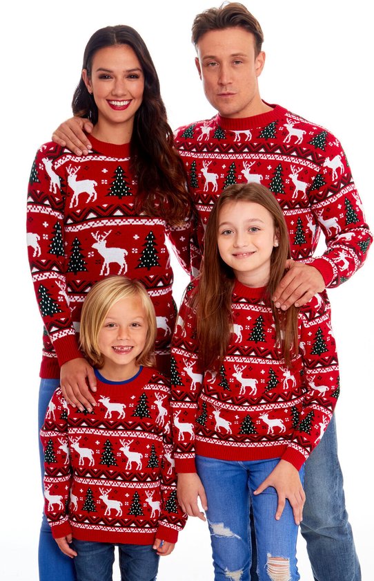 Foute Kersttrui Dames / Heren - Rendieren en Kerstbomen - Voor mannen en vrouwen - maat S - Unisex