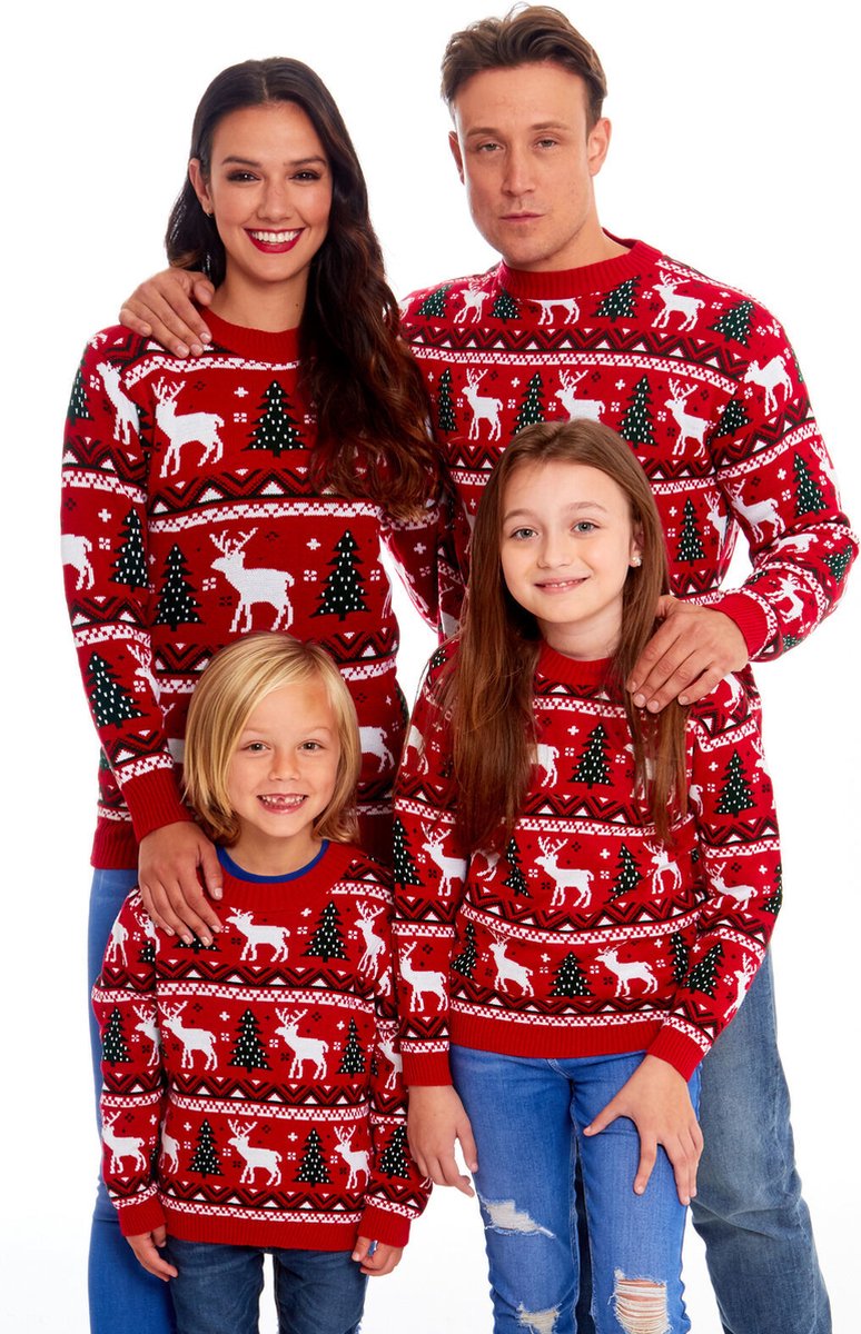 Foute Kersttrui Dames / Heren - Rendieren en Kerstbomen - Voor mannen en vrouwen - maat S - Unisex