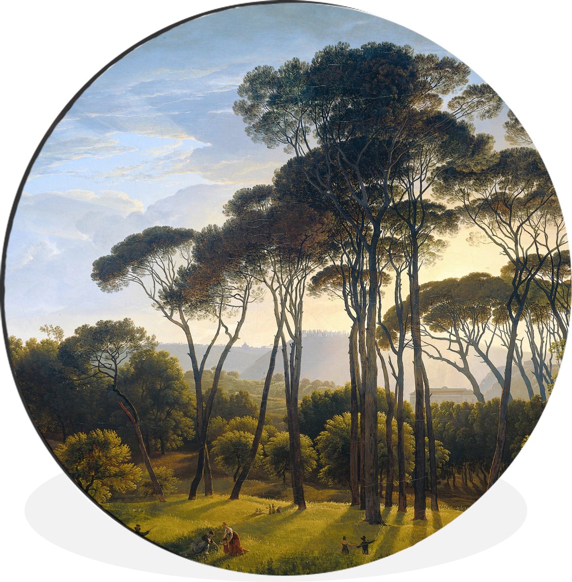 WallCircle - Wandcirkel - Muurcirkel - Italiaans landschap met parasoldennen - Kunst - Oud