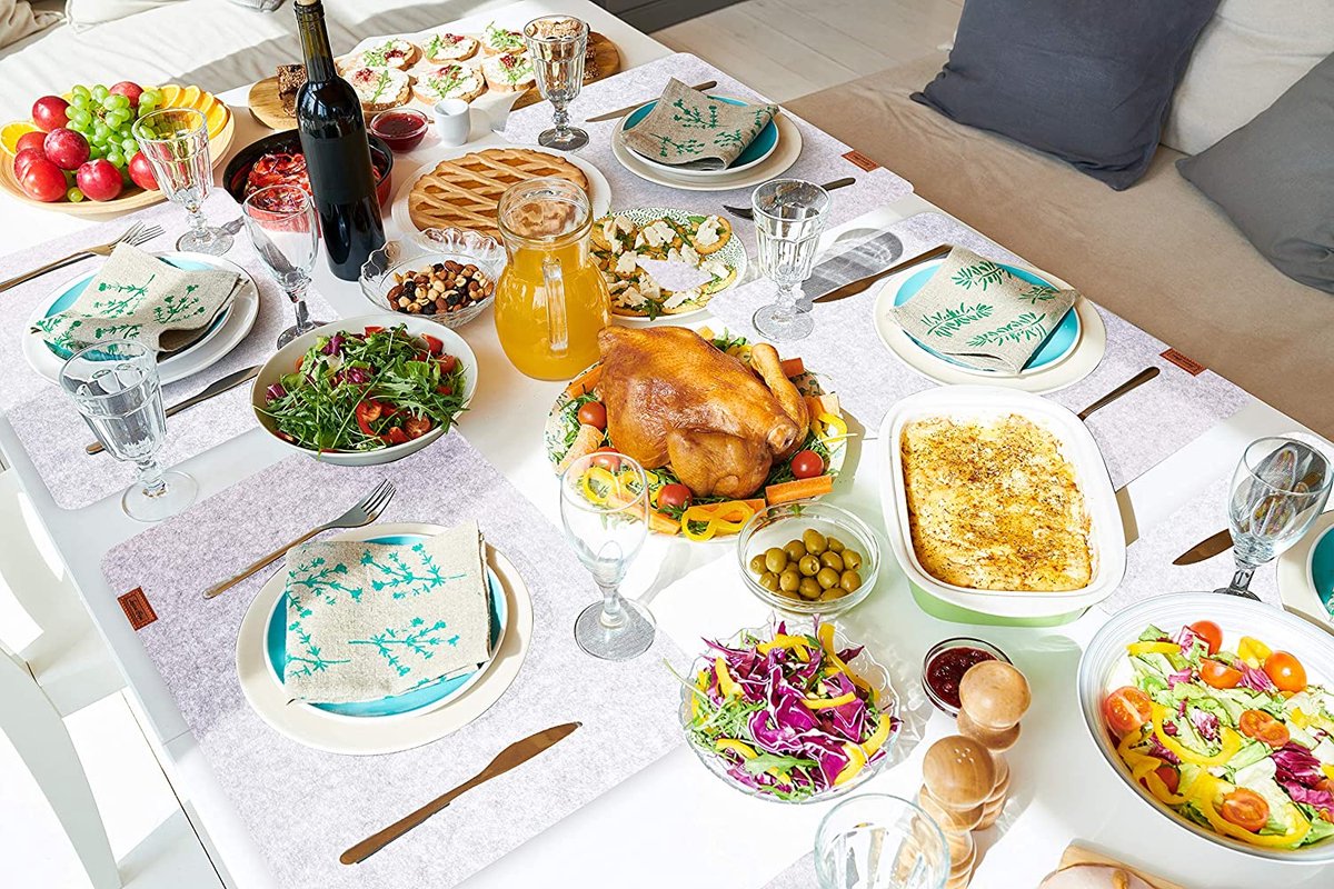 Luana Rose Vilten placemats set van 12 in antraciet - afveegbare placemat - 44x32 cm vilten onderzetters - hoogwaardige wasbare placemats - tafelonderzetter placemat + glazen onderzetterset — cadeau in Wonen & Interieur - foto 4