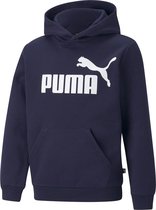 PUMA ESS Big Logo Hoodie FL B Jongens Trui - Donkerblauw - Maat 140
