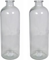 Set van 3x stuks glazen vaas/vazen 3,5 liter met smalle hals 11 x 33 cm - 3500 ml - Bloemenvazen van glas