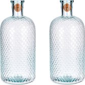 2x Glazen vaas/vazen 8 liter van 19 x 42 cm - Bloemenvazen - Glazen vazen voor bloemen en takken