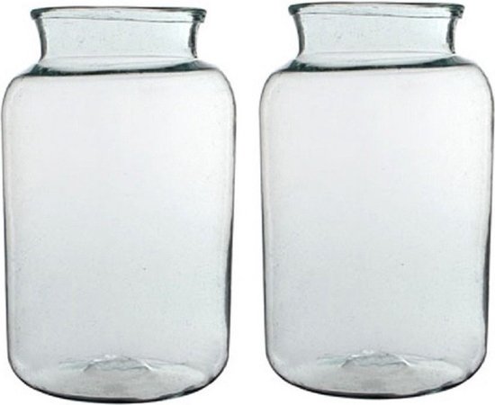 2x Cilinder vaas / bloemenvaas transparant glas 44 x 25 cm - bloemenvazen - woondecoratie / woonaccessoires