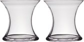 Set van 2x stuks transparante stijlvolle x-vormige vaas/vazen van glas 28 x 24 cm - Bloemen/boeketten vaas voor binnen gebruik